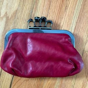 Funky red leather handbag